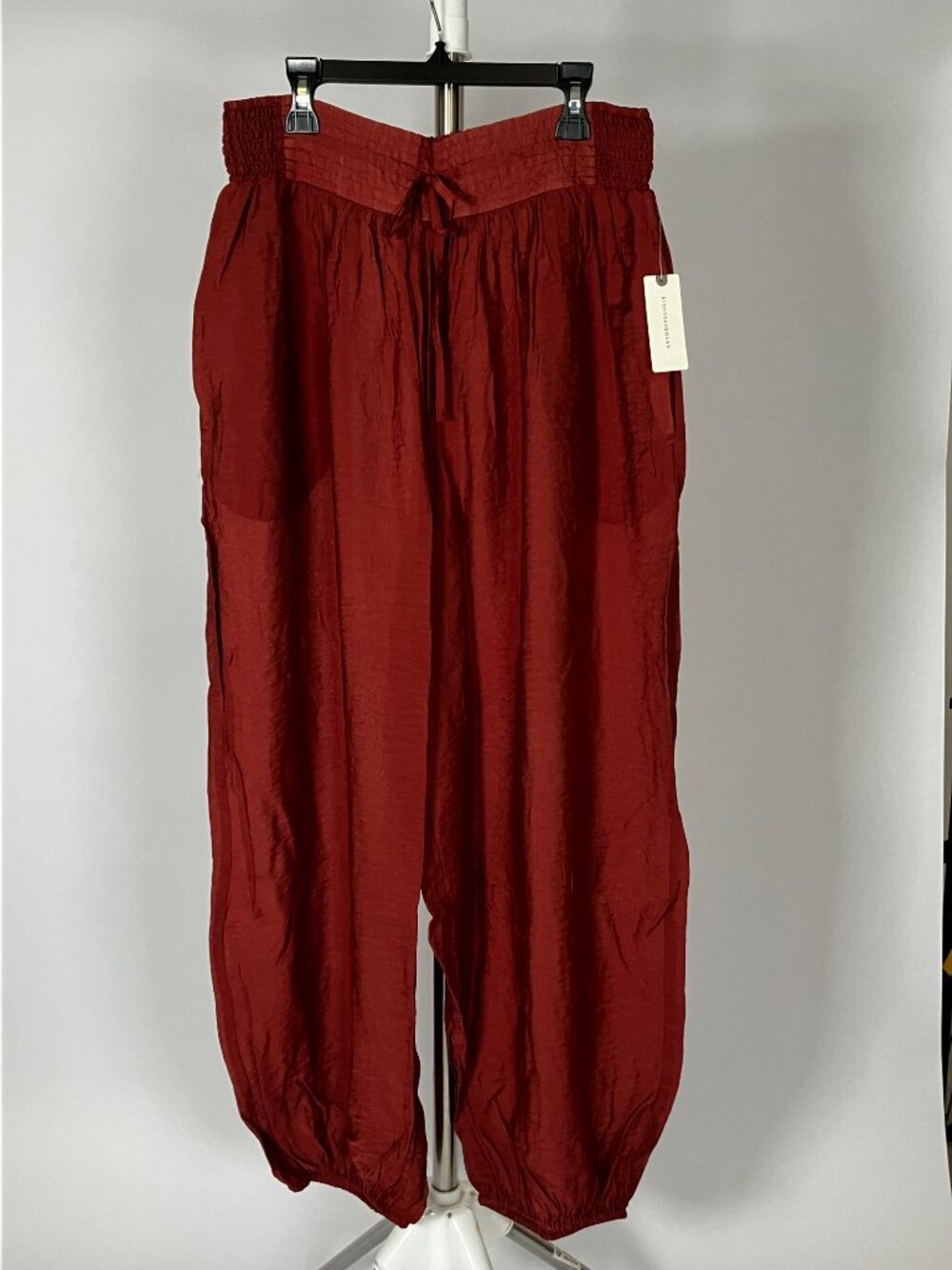 NWT Anthropologie Celandine Smocked Balloon Pants Deep Auburn Barrel Trousers M - Picture 6 of 10